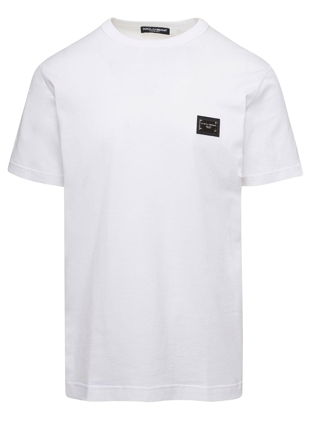 Dolce & Gabbana Men Crew Neck 'Logo' White T-Shirt With Tag For Men