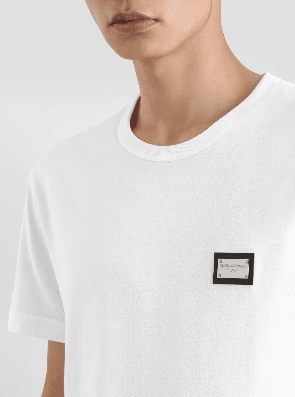 Dolce & Gabbana Men Crew Neck 'Logo' White T-Shirt With Tag For Men