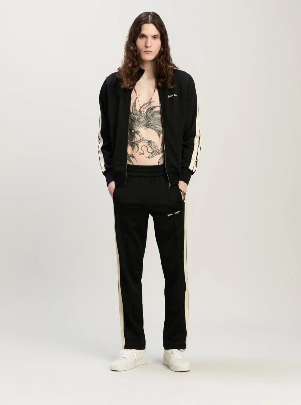 Palm Angels Men Men's Black 'Classic Logo' Sweatshirt With Printed Logo On Front In Tech Fabric
