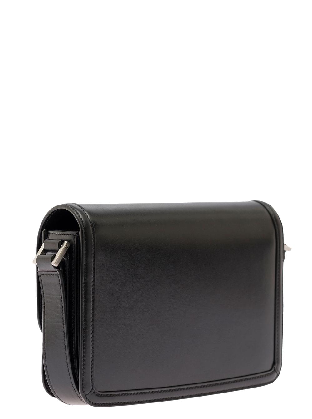 Saint Laurent Men 'Cassandre' Black Messenger Bag With Cassandre Detail In Smooth Leather Men