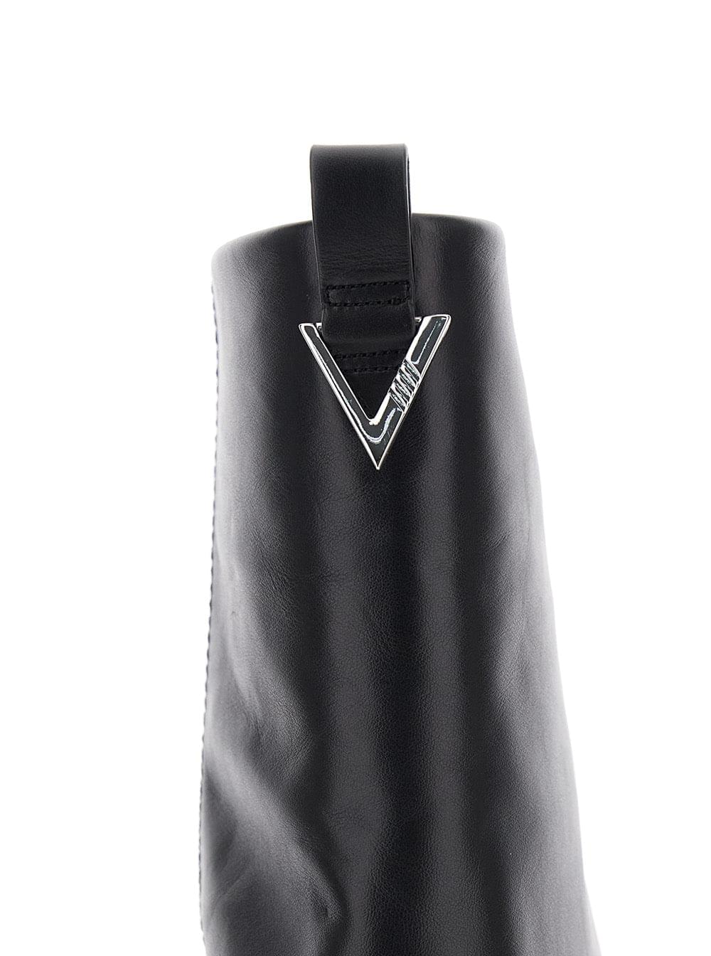 The Attico Women Boots 'Robin' With Square Toe And Logo Plate On The Back In Black Leather For Women