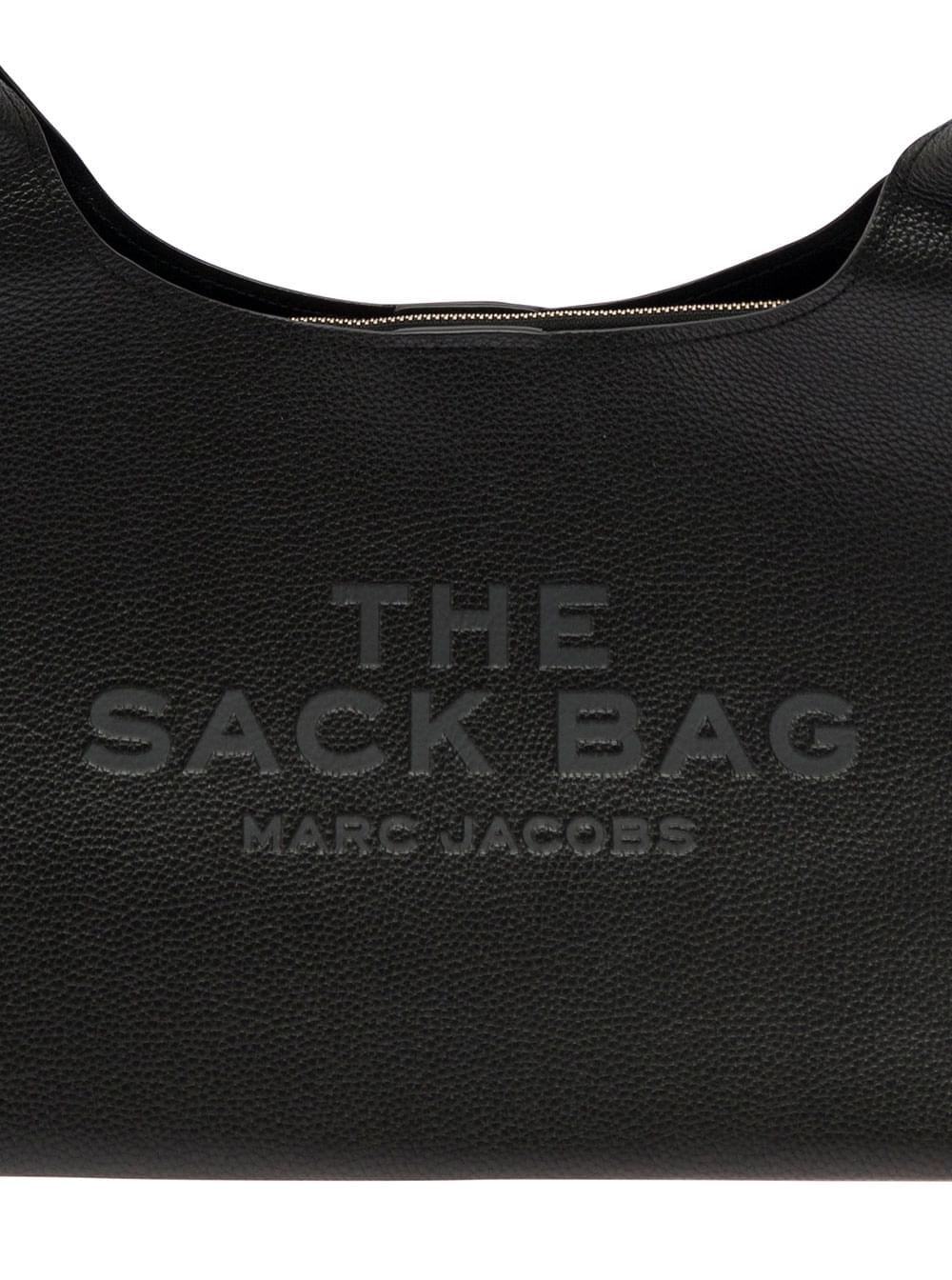 Marc Jacobs Women Shoulder Bag 'The Sack' With Logo Embossed In Black Pebbled Leather For Women