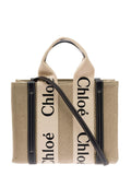 Chloé Women Tote Bag 'Woody' With Leather And Linen Strap In Beige For Women