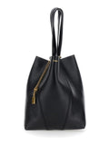 Chloé Women Shoulder Bag 'Spin' With Logoed Metal Medals In Black Grained Leather For Women