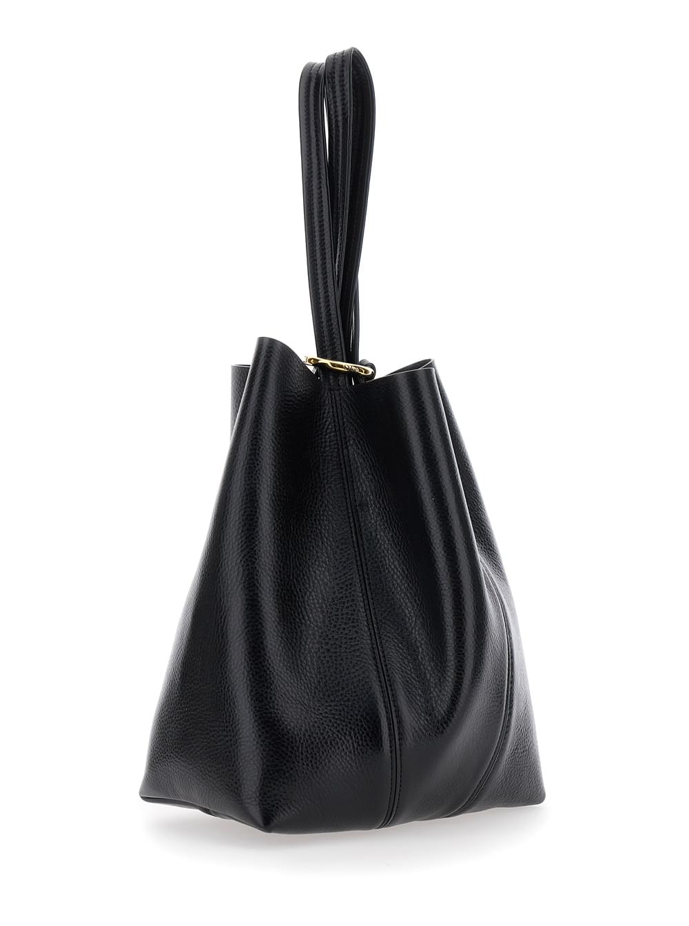 Chloé Women Shoulder Bag 'Spin' With Logoed Metal Medals In Black Grained Leather For Women