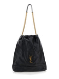 Saint Laurent Women Crossbody Bag 'Jamie' With Two Top Handles With Chain And Cassandre Plate On The Front In Black Leather For Women