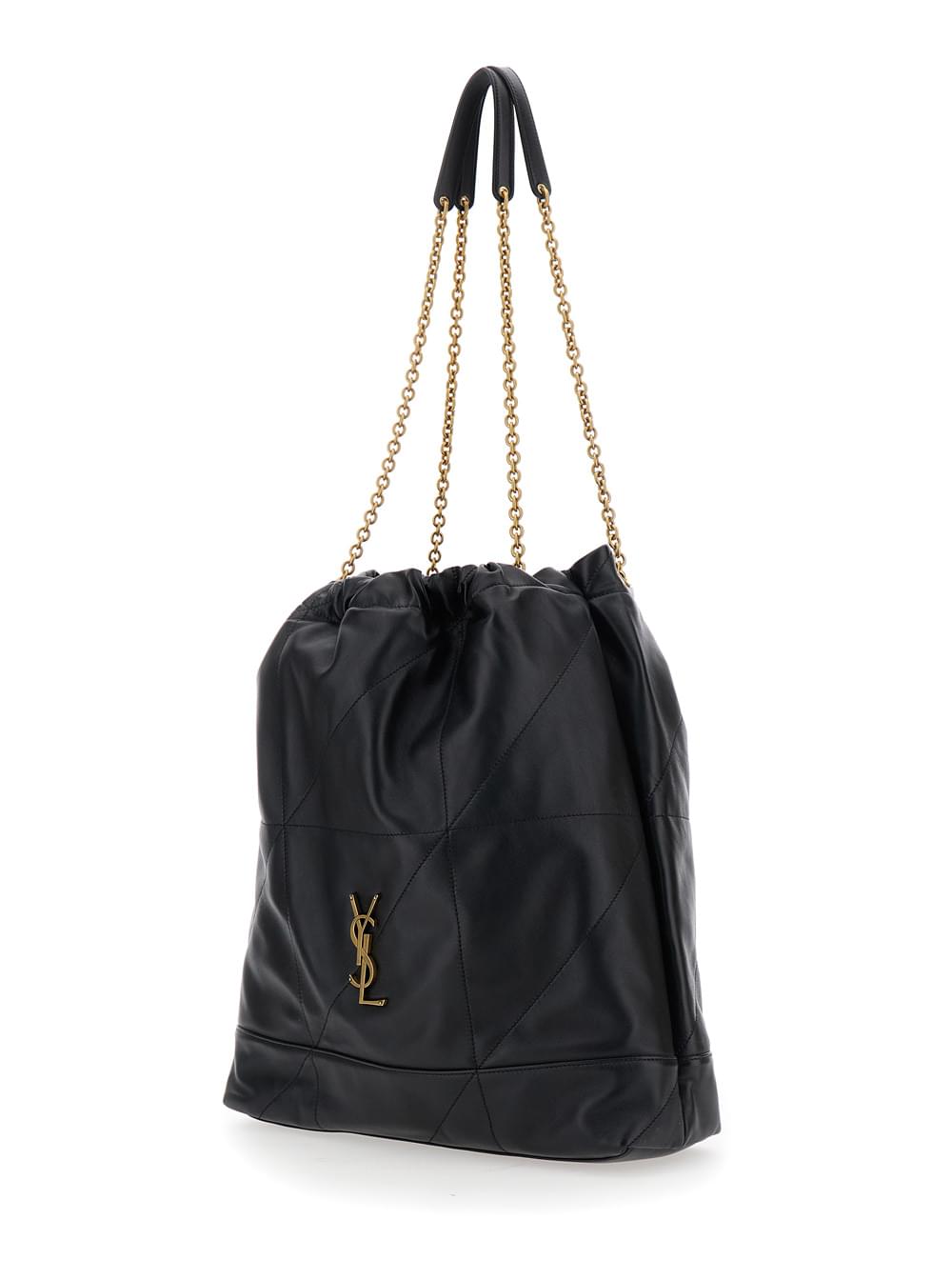 Saint Laurent Women Crossbody Bag 'Jamie' With Two Top Handles With Chain And Cassandre Plate On The Front In Black Leather For Women