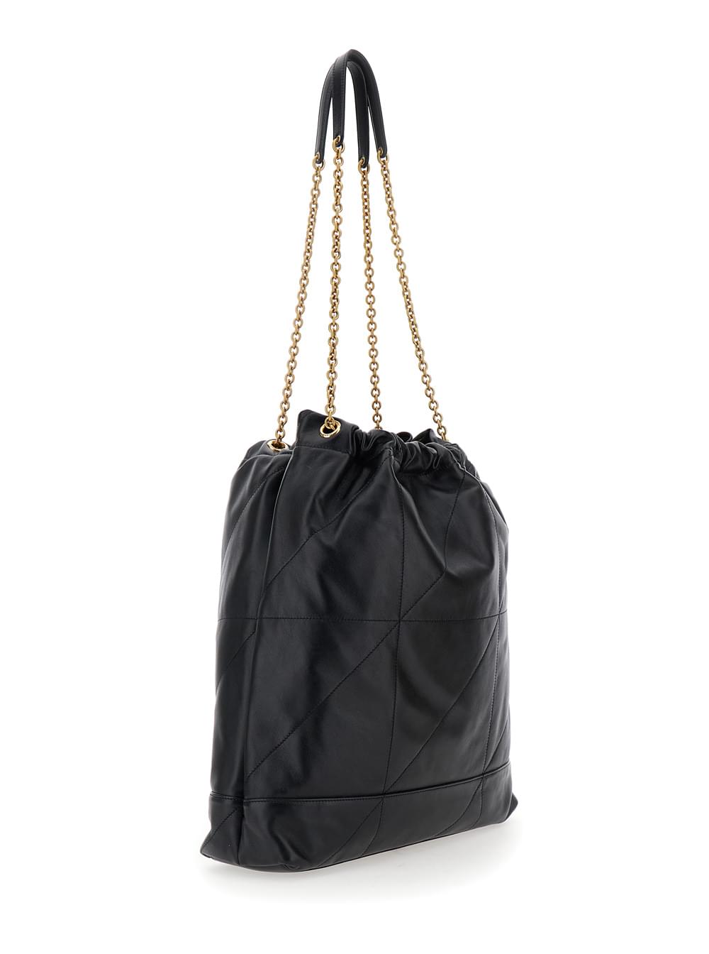 Saint Laurent Women Crossbody Bag 'Jamie' With Two Top Handles With Chain And Cassandre Plate On The Front In Black Leather For Women