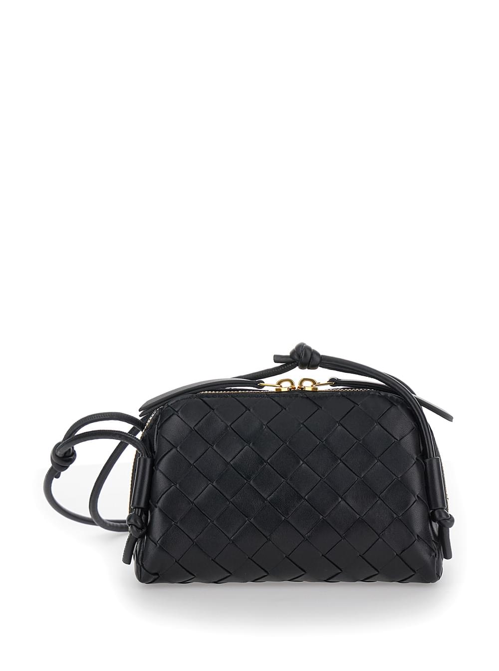 Bottega Veneta Women Crossbody Bag 'Concert' With Intreccio Motif In Black Leather For Women