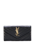 Saint Laurent Women Cassandre Matelassé Large Flap Wallet In Grain De Poudre Leather