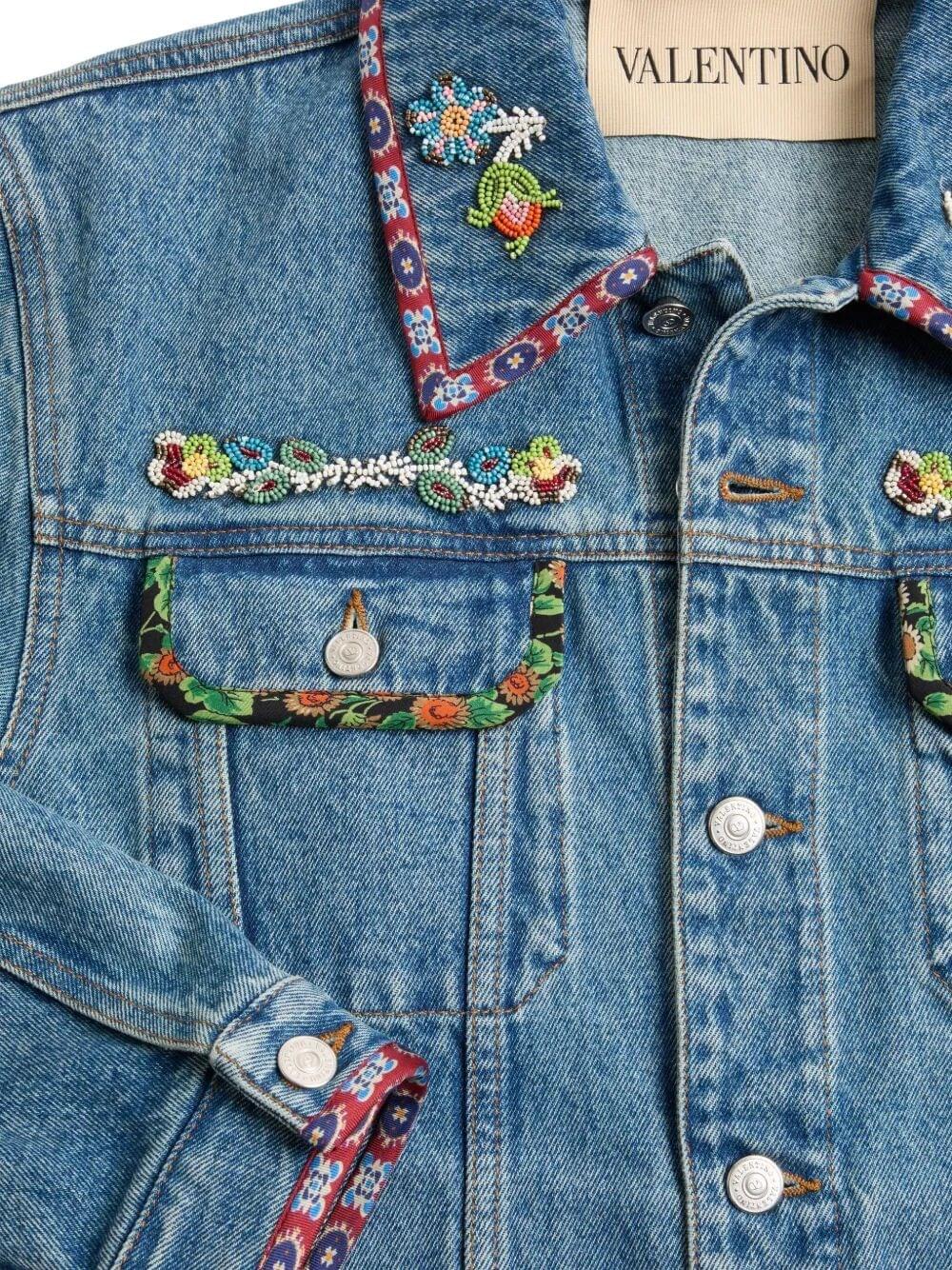 Valentino Garavani Men Embroidered Denim Jacket