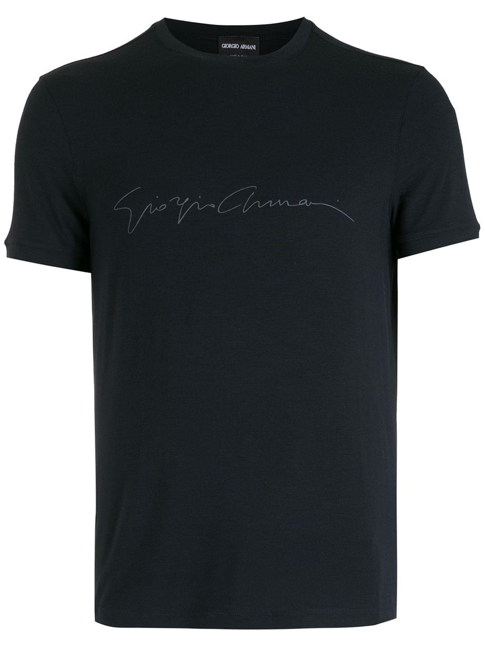 Giorgio Armani Men Asv Stretch-Viscose T-Shirt With Signature Logo