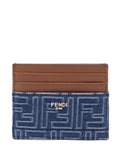 Fendi Men Leather And Denim-Effect Ff Jacquard Card Holder