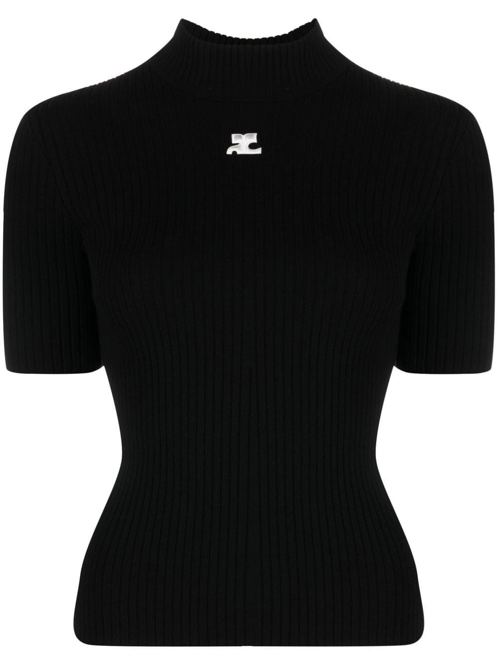 Courreges Women Reedition Short Sleeves Ribbed Knitted Sweater