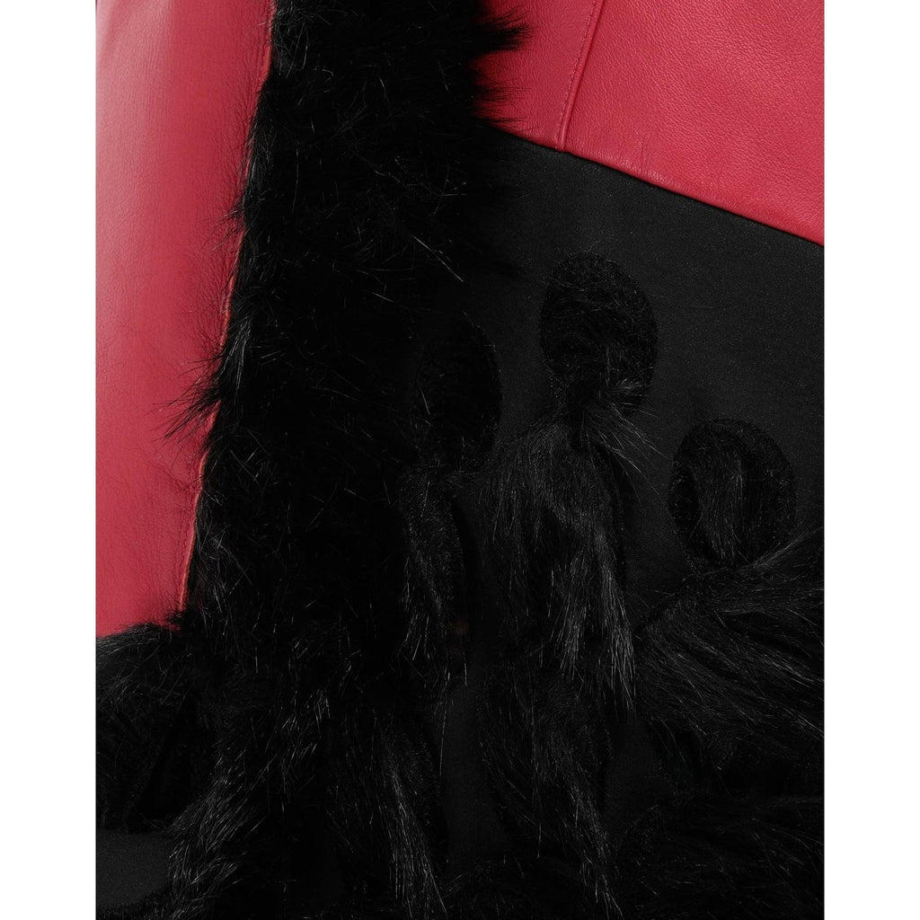 Maison Margiela Faux Fur Trimmed Leather Cape Jacket Women