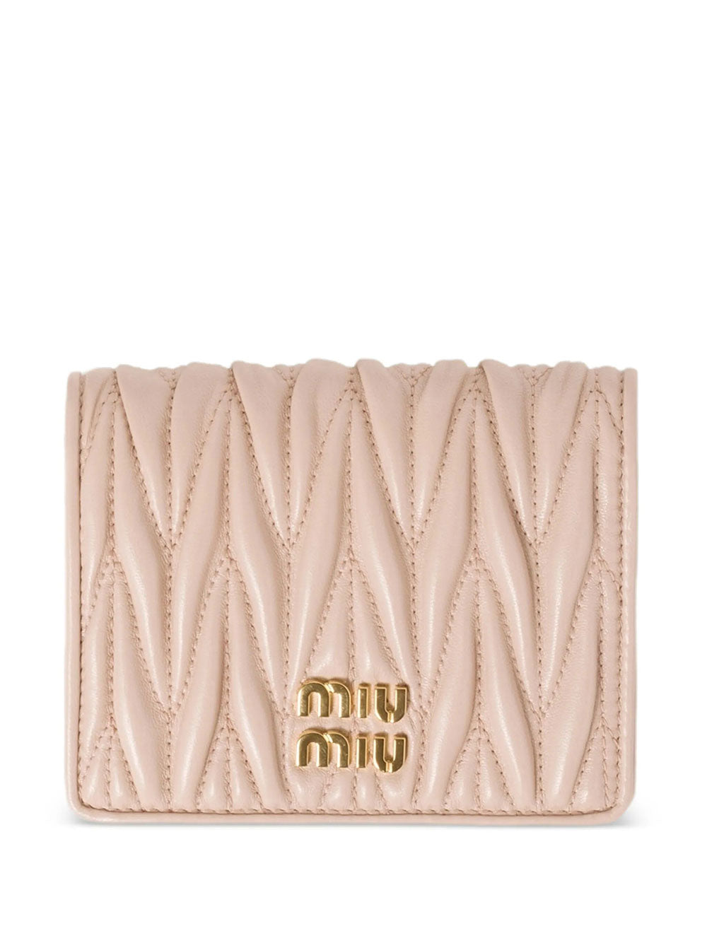 Miu Miu Women Small Matelassé Nappa Leather Wallet With Snap Closure