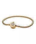 Moments Cubic Zirconia 14K Gold-Plated Sparkling Crown O Snake Chain Bracelet