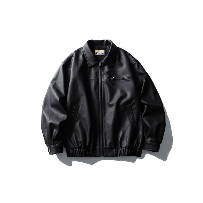 Casual Matte PU Leather Jacket Men's Coat