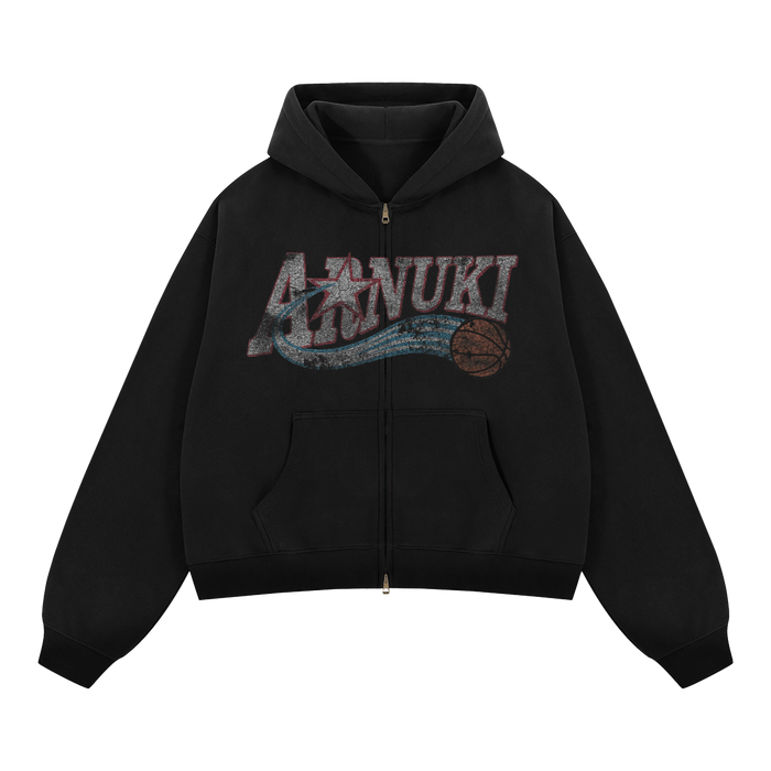 Arnuki Basketball Cropped Boxy Zip Up Hoodie Unisex