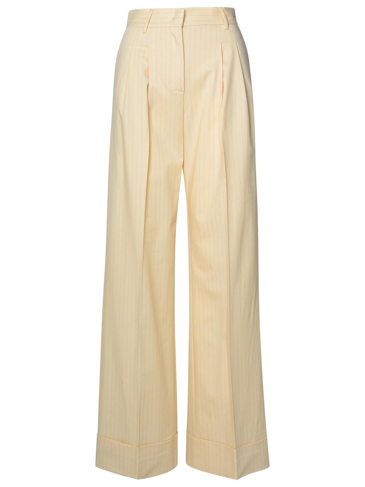 The Andamane 'Nathalie' Ivory Wool Blend Trousers Women