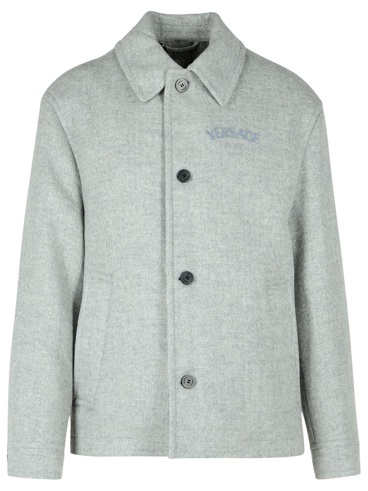 Versace Grey Wool Jacket Men