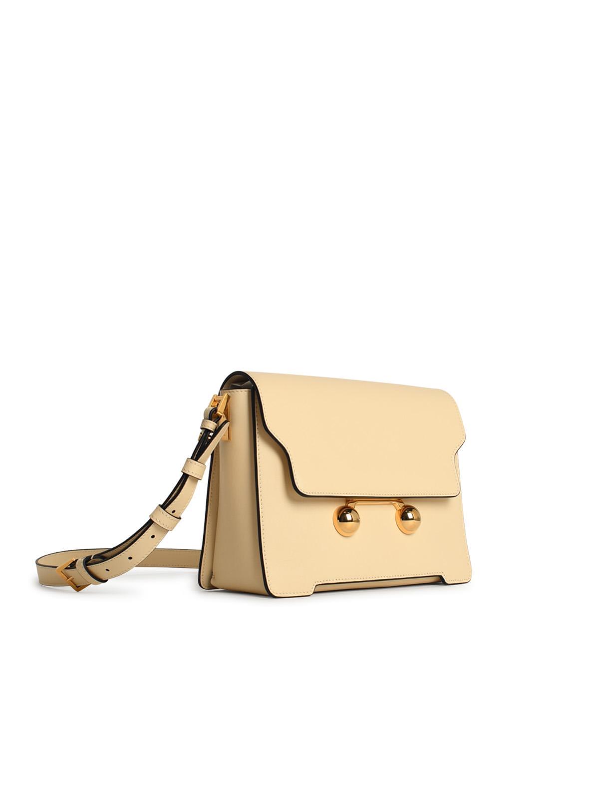 Marni 'New Trunk' Ivory Leather Crossbody Bag Women
