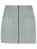 Ganni 'Sparkle' Silver Wool Blend Miniskirt Women