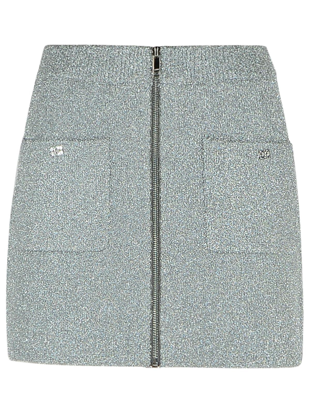 Ganni 'Sparkle' Silver Wool Blend Miniskirt Women