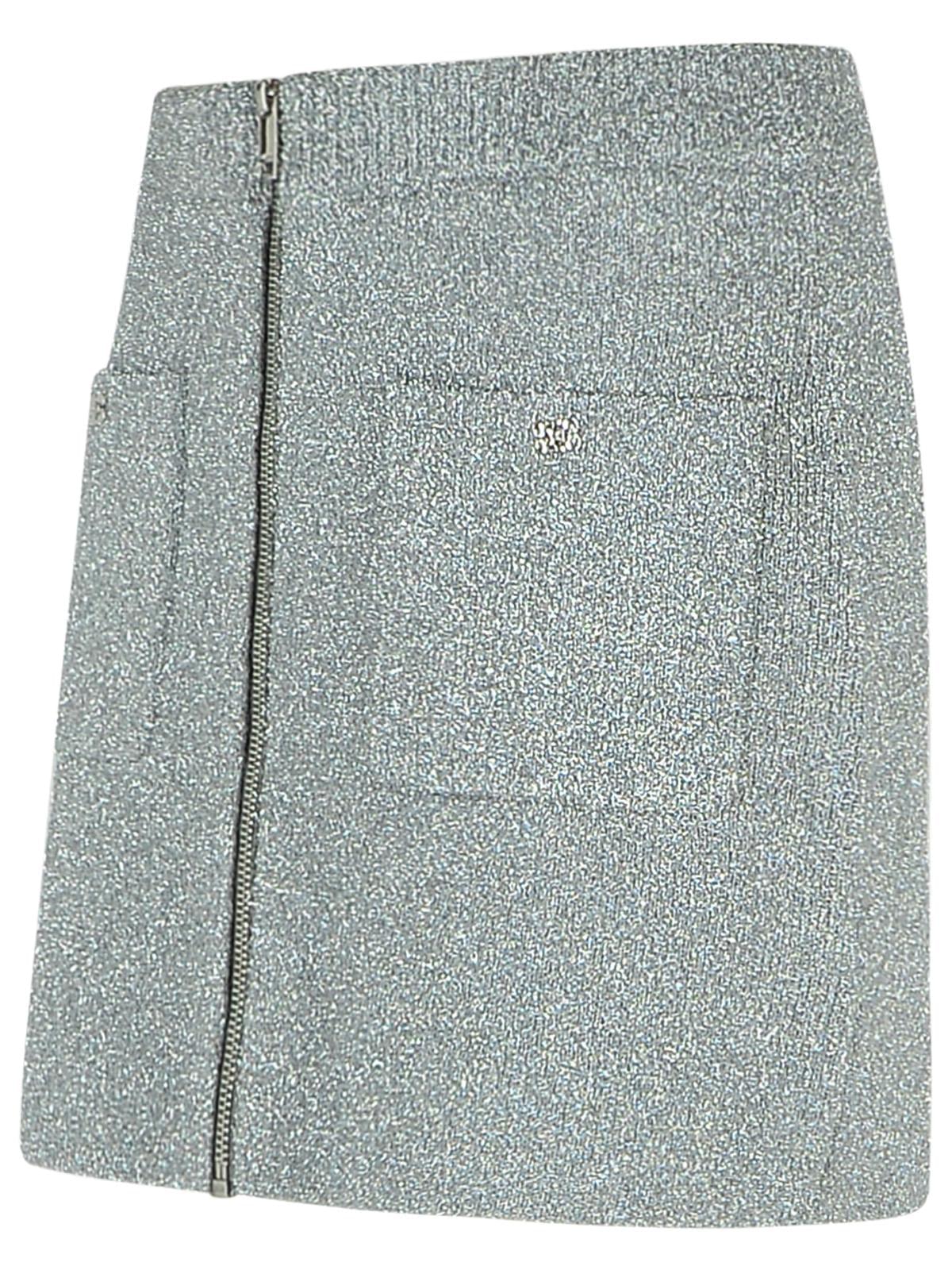 Ganni 'Sparkle' Silver Wool Blend Miniskirt Women