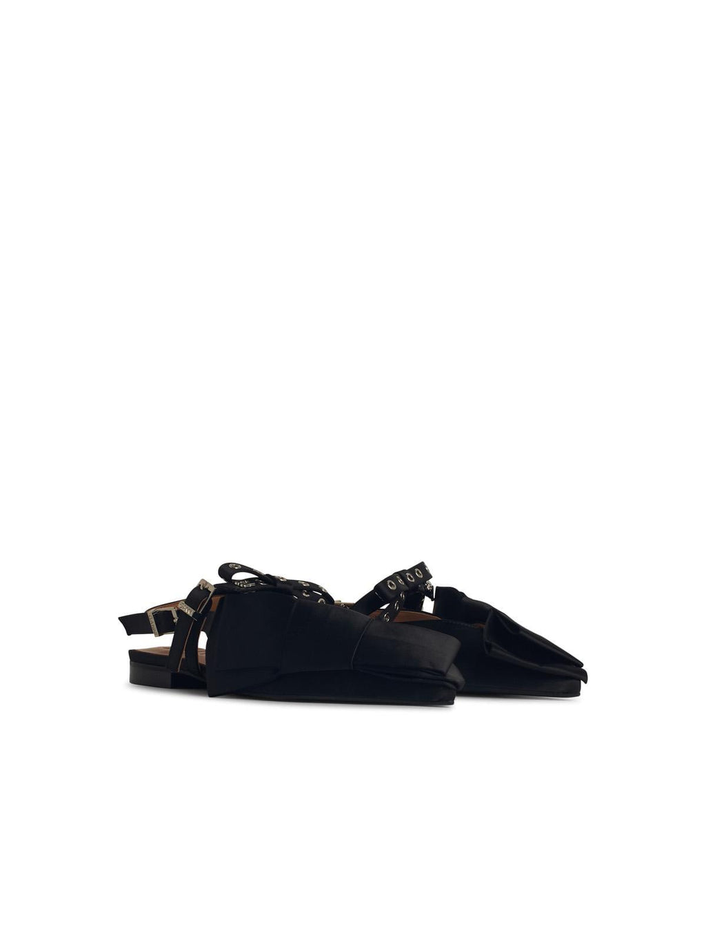Ganni 'Big Bow' Black Polyester Ballet Flats Women