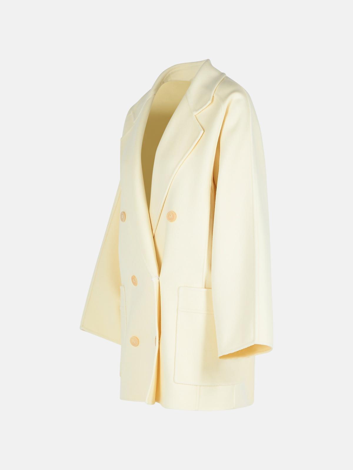 Max Mara 'Teddy Crop' White Wool Blend Coat Women
