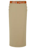 Moschino Beige Virgin Wool Skirt Women