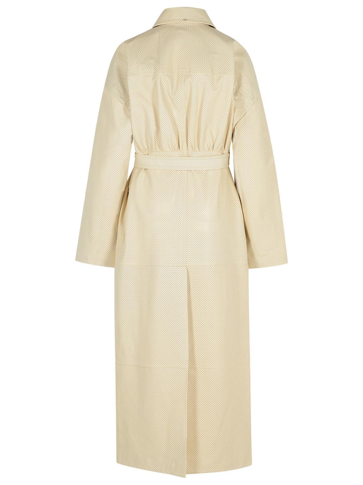 Sportmax Ivory Leather Trench Coat Women