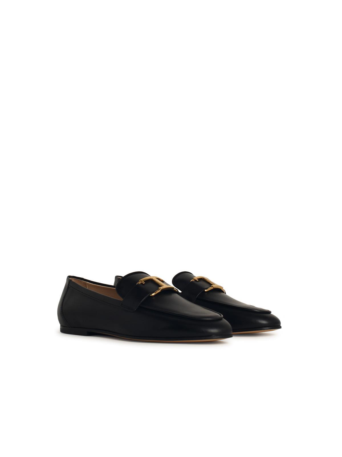 Tod's Black Leather Loafers Women