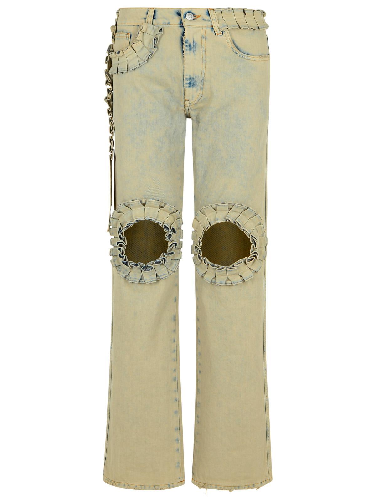 Coperni 'Ruffled' Grey Cotton Jeans Women