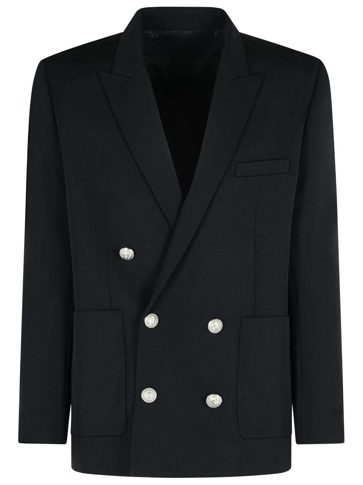 Balmain Black Virgin Wool Blazer Men