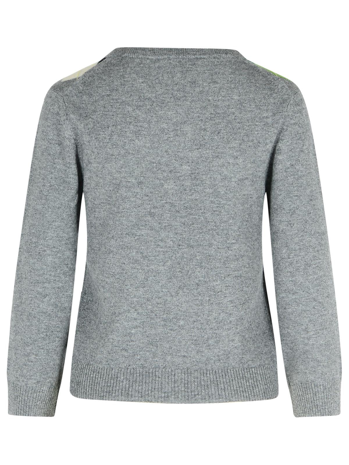 Ganni Grey Checked Cashmere Blend Cardigan Women