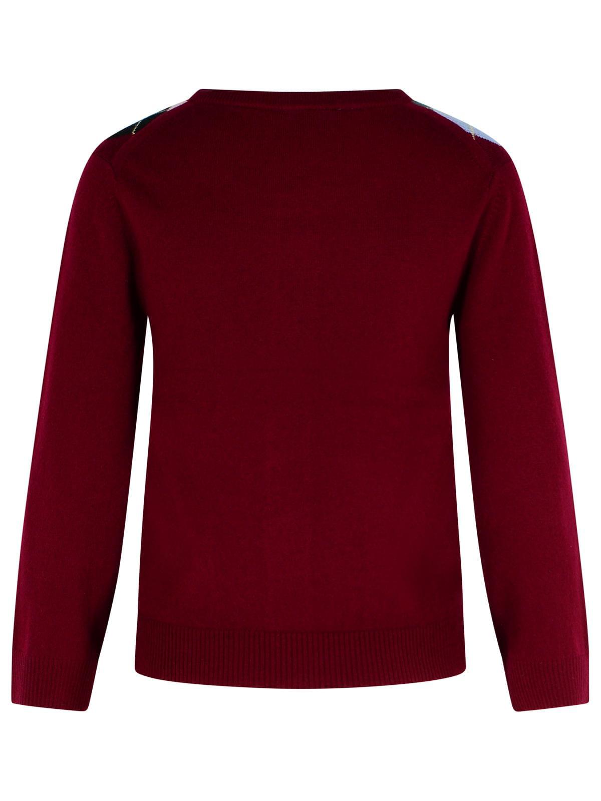 Ganni Burgundy Merino Wool Blend Check Cardigan Women