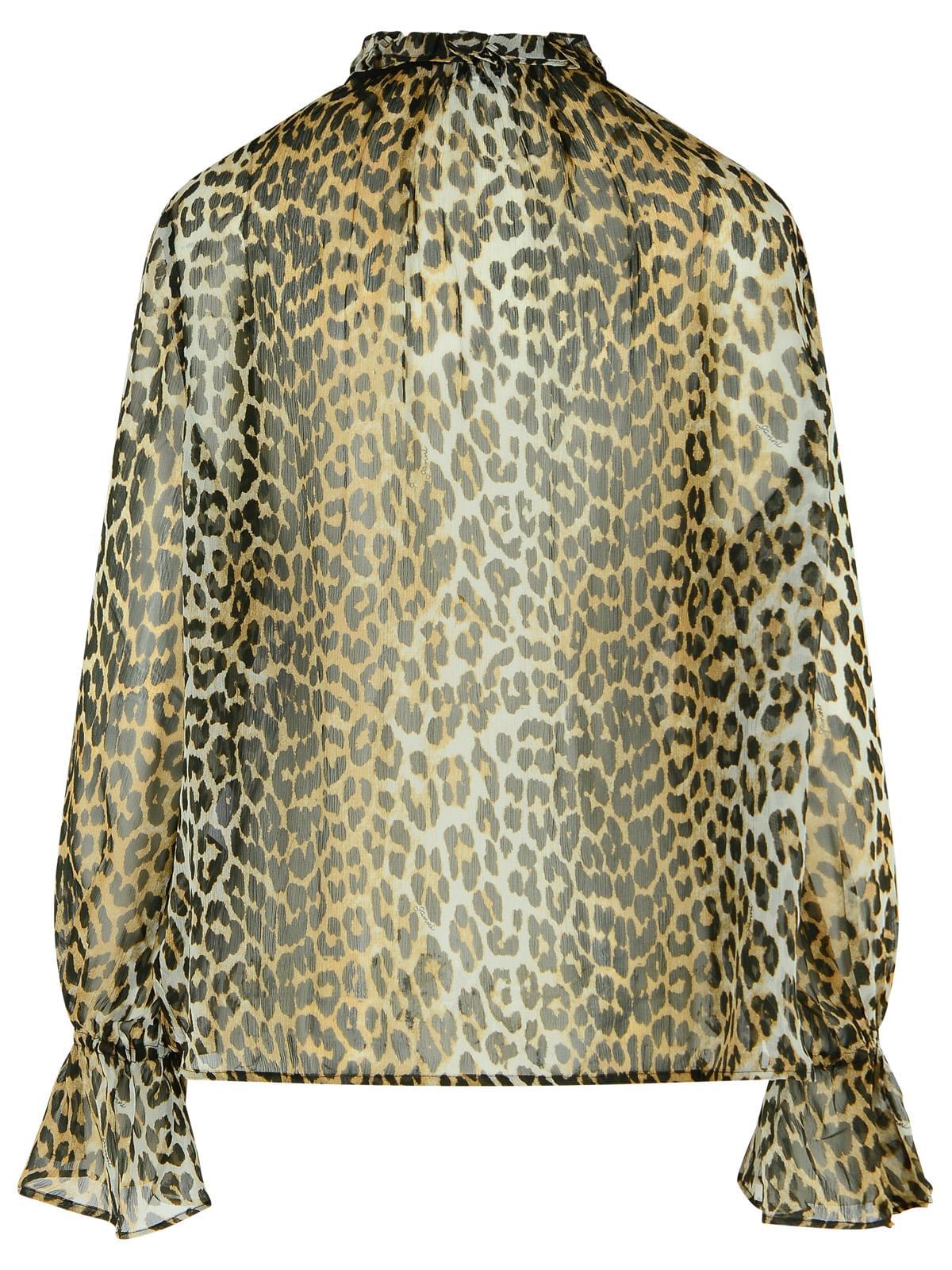 Ganni Leopard Print Viscose Shirt Women