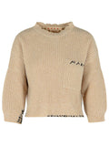 Marni Beige Mouliné Virgin Wool Sweater With 'Marni Mending' Embroidery Women