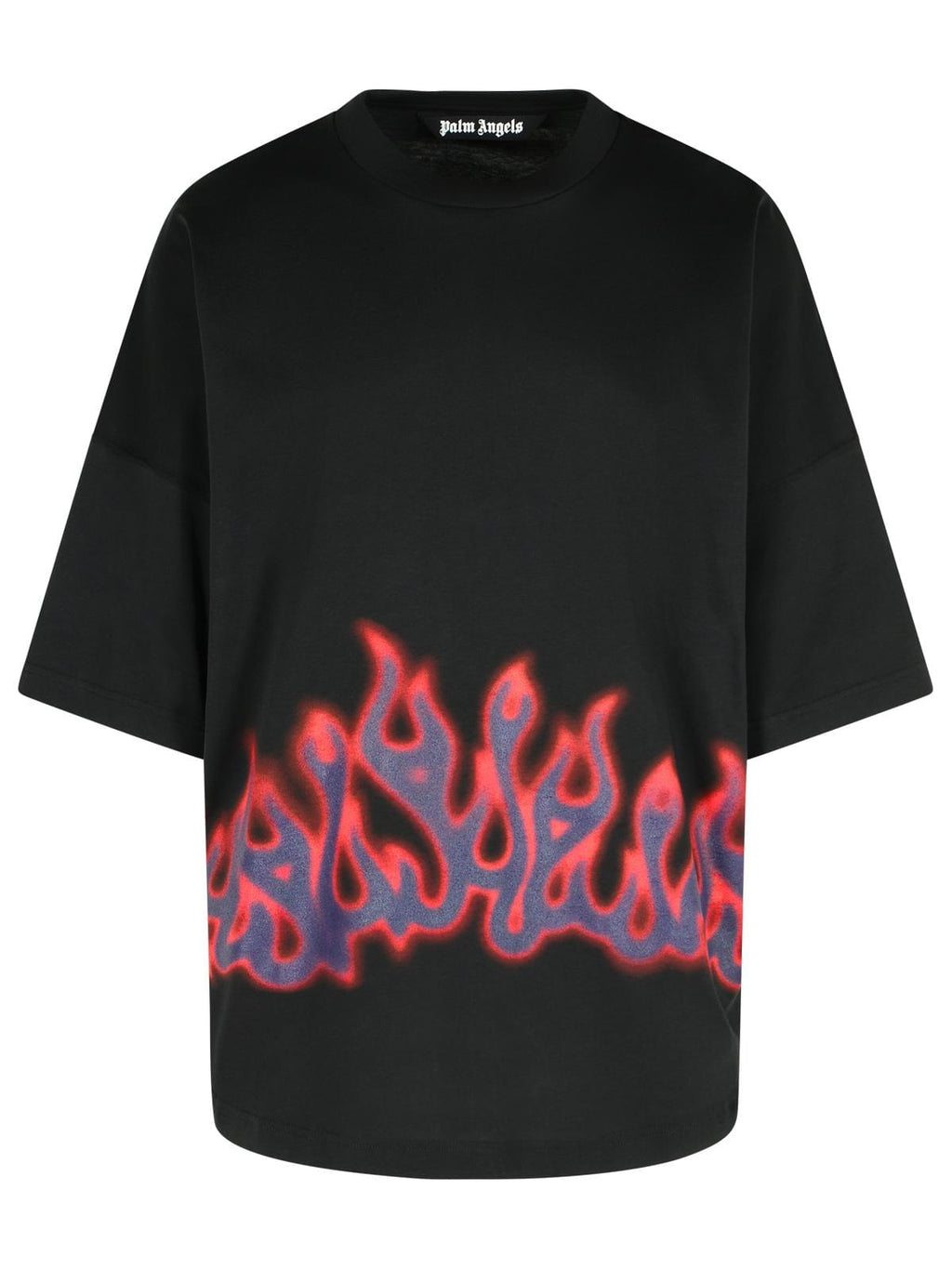 Palm Angels 'Flames' Black Cotton T-Shirt Men