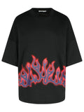 Palm Angels 'Flames' Black Cotton T-Shirt Men