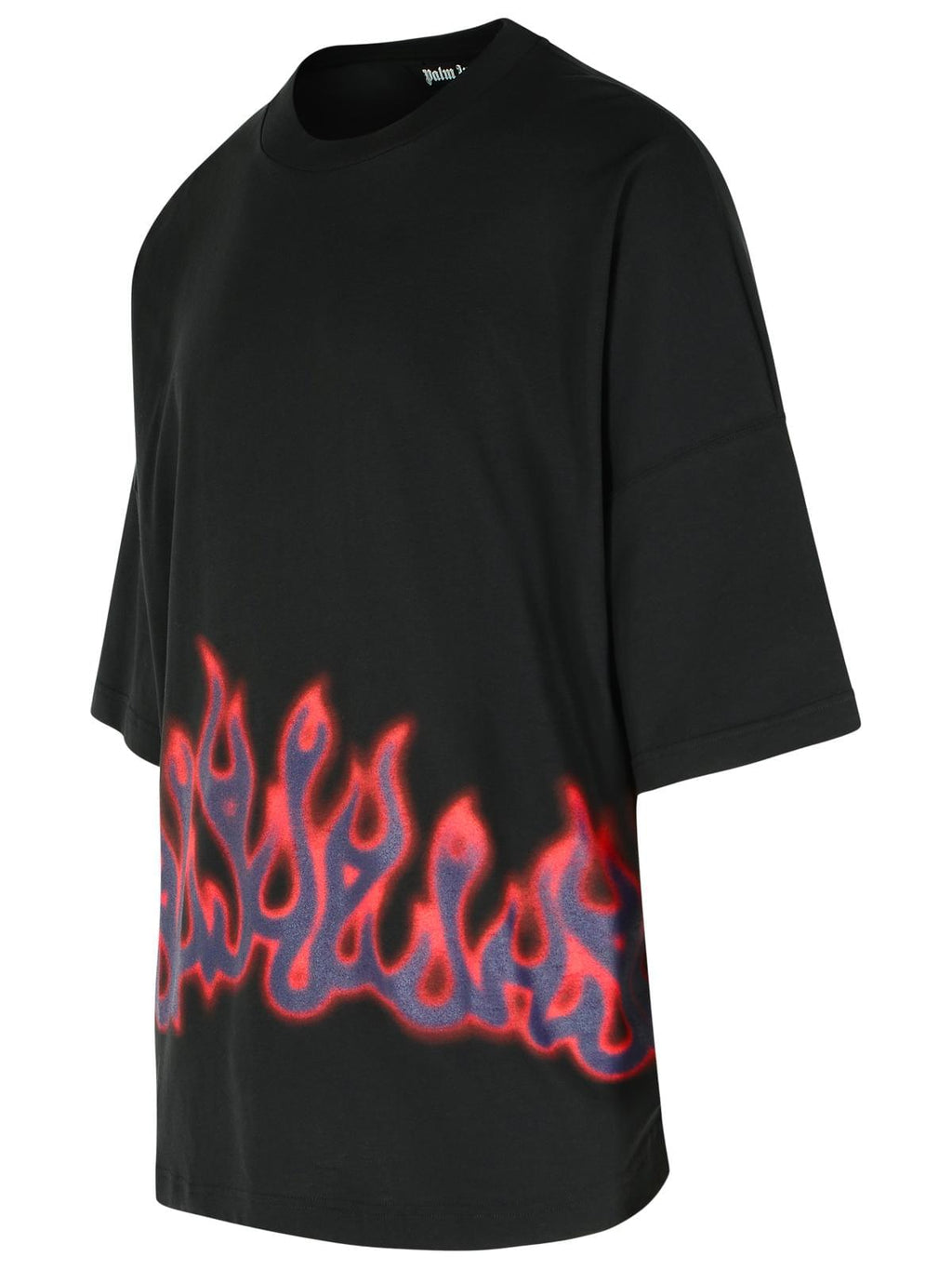Palm Angels 'Flames' Black Cotton T-Shirt Men