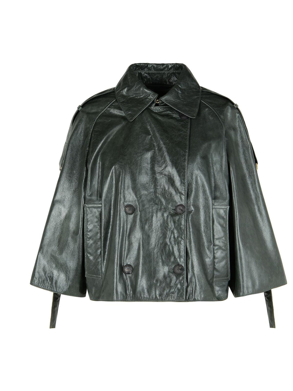 Max Mara 'Tenace' Grey Leather Jacket Women