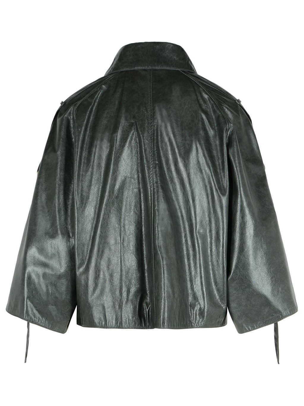Max Mara 'Tenace' Grey Leather Jacket Women