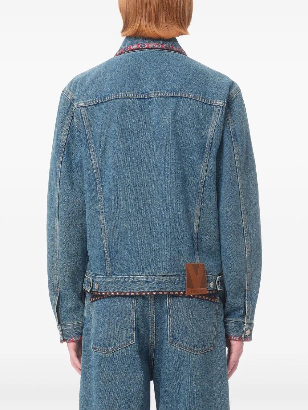 Valentino Garavani Men Embroidered Denim Jacket