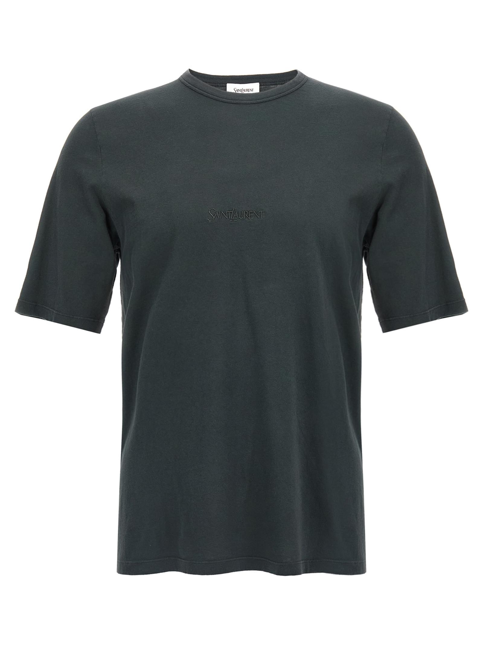 Saint Laurent Men Logo Embroidery T-Shirt