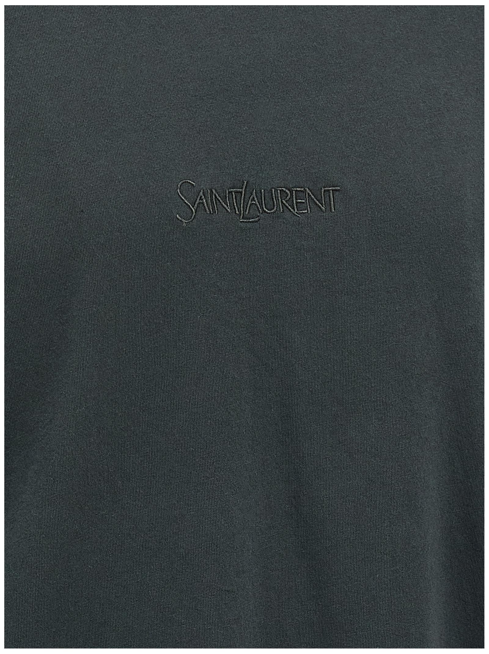 Saint Laurent Men Logo Embroidery T-Shirt