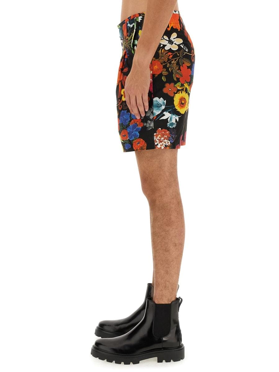 Moschino Men Bermuda With Floral Pattern