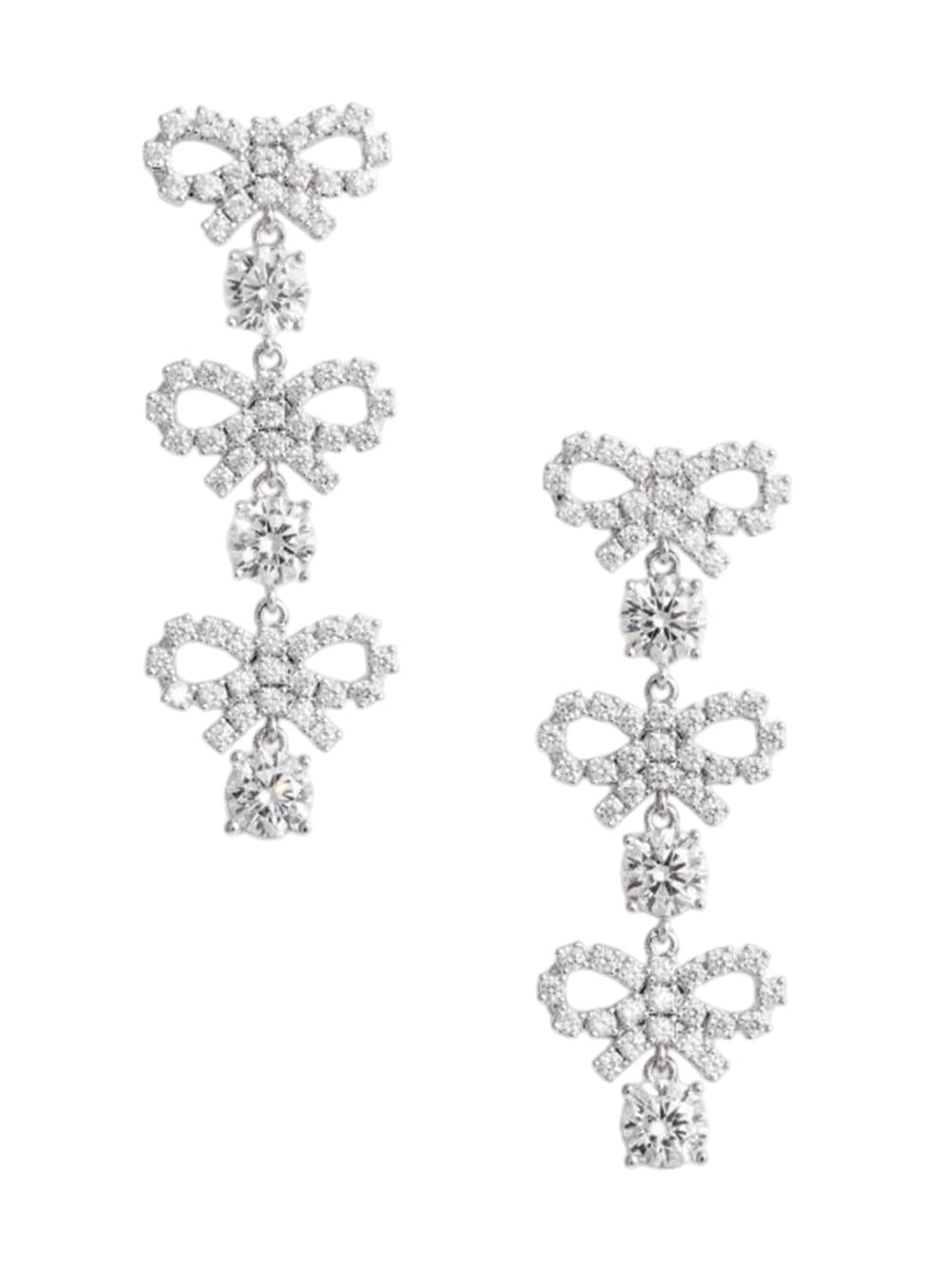 Self-Portrait Women Crystal Micro Bow Tiered Earrings